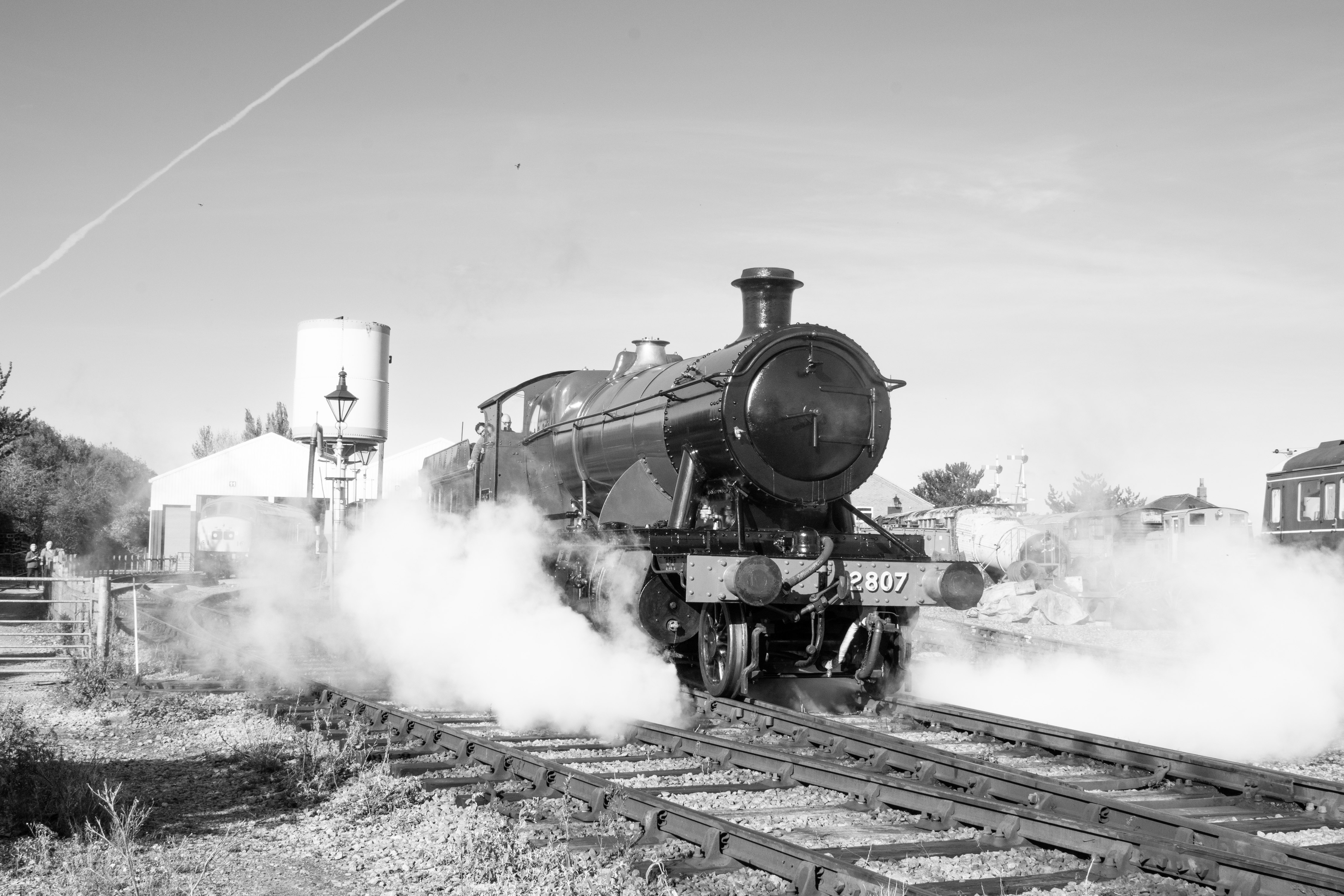 Coming off shed Toddington BW pic Ian Crowder.jpg